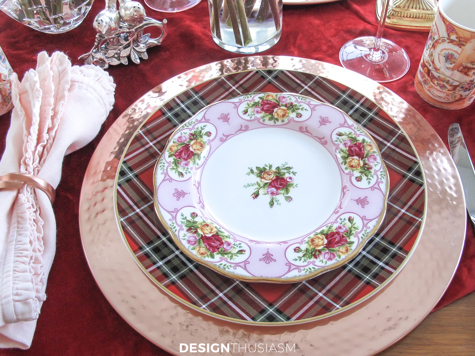 Valentines table pattern mix plate stack