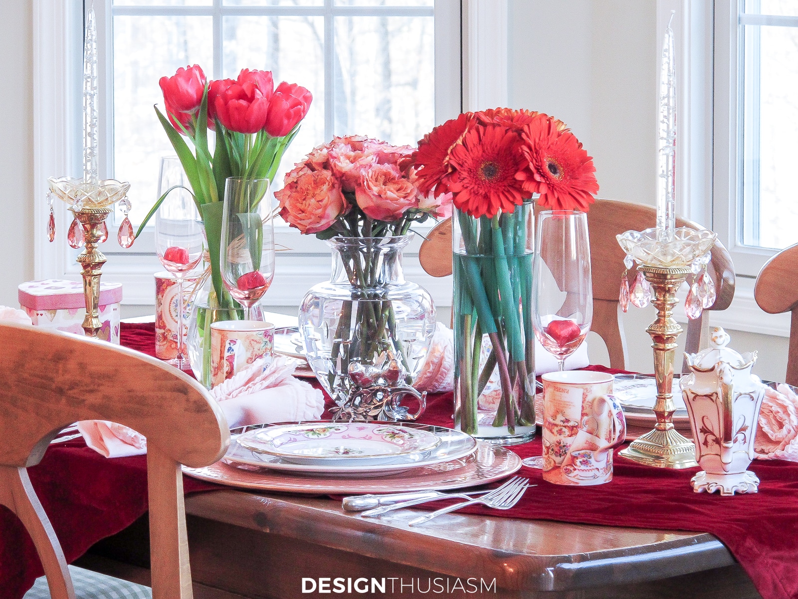 Valentines table florals