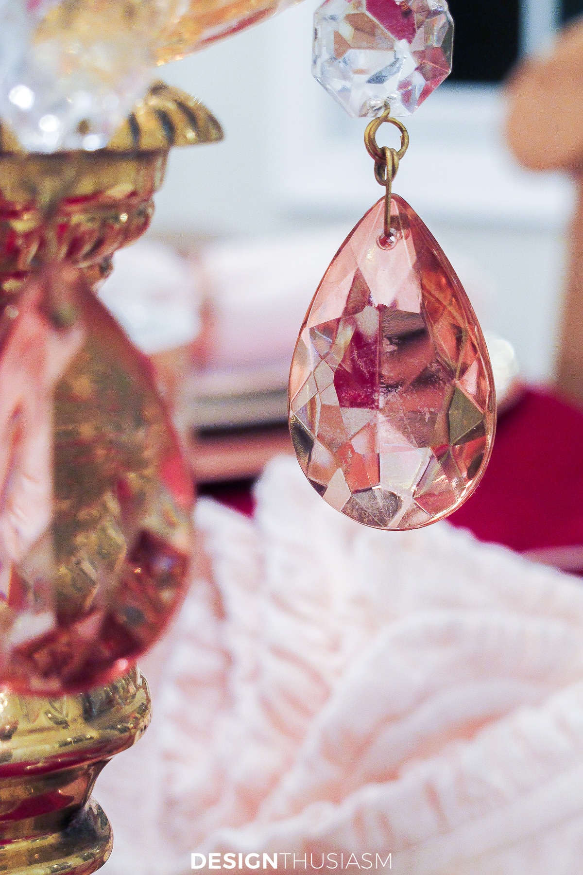 Valentines table crystal drop candlesticks