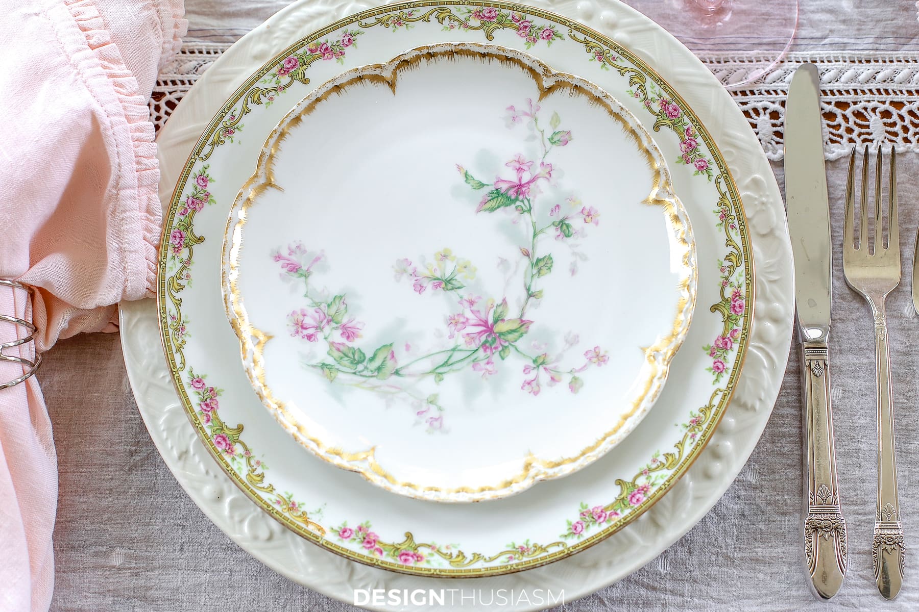 vintage tablescapes mixing old and new china