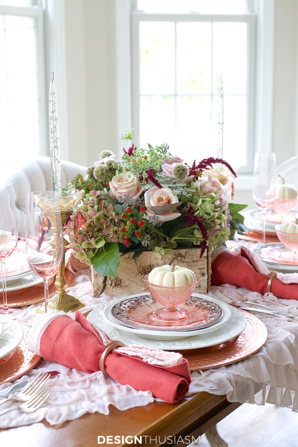 Copperplate Table Setting Thanksgiving Table Setting Ideas: A Warm Copper Fall Tablescape