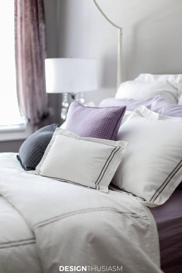 Using Classic Hotel Bedding to Add Luxury to a Grey Bedroom