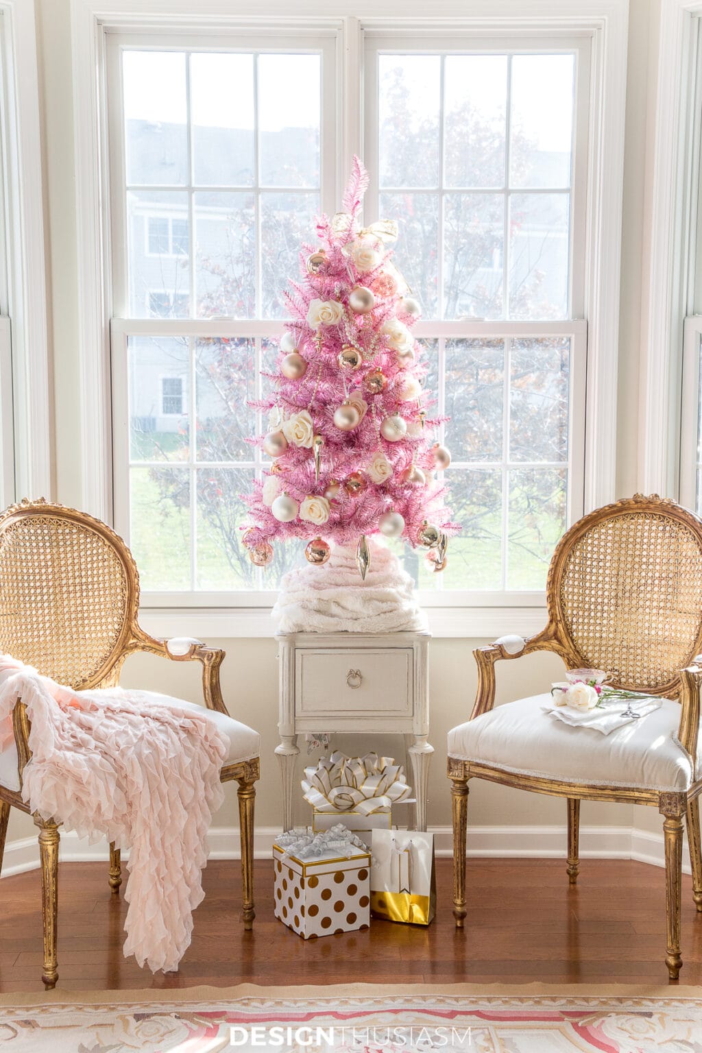Using a Pink Christmas Tree for Romantic Holiday Style