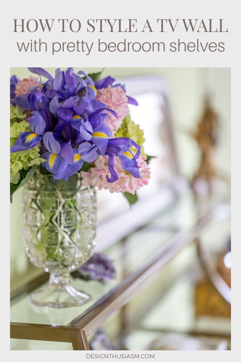Shelf Decor: How to Style a TV Wall with Pretty Bedroom Shelves