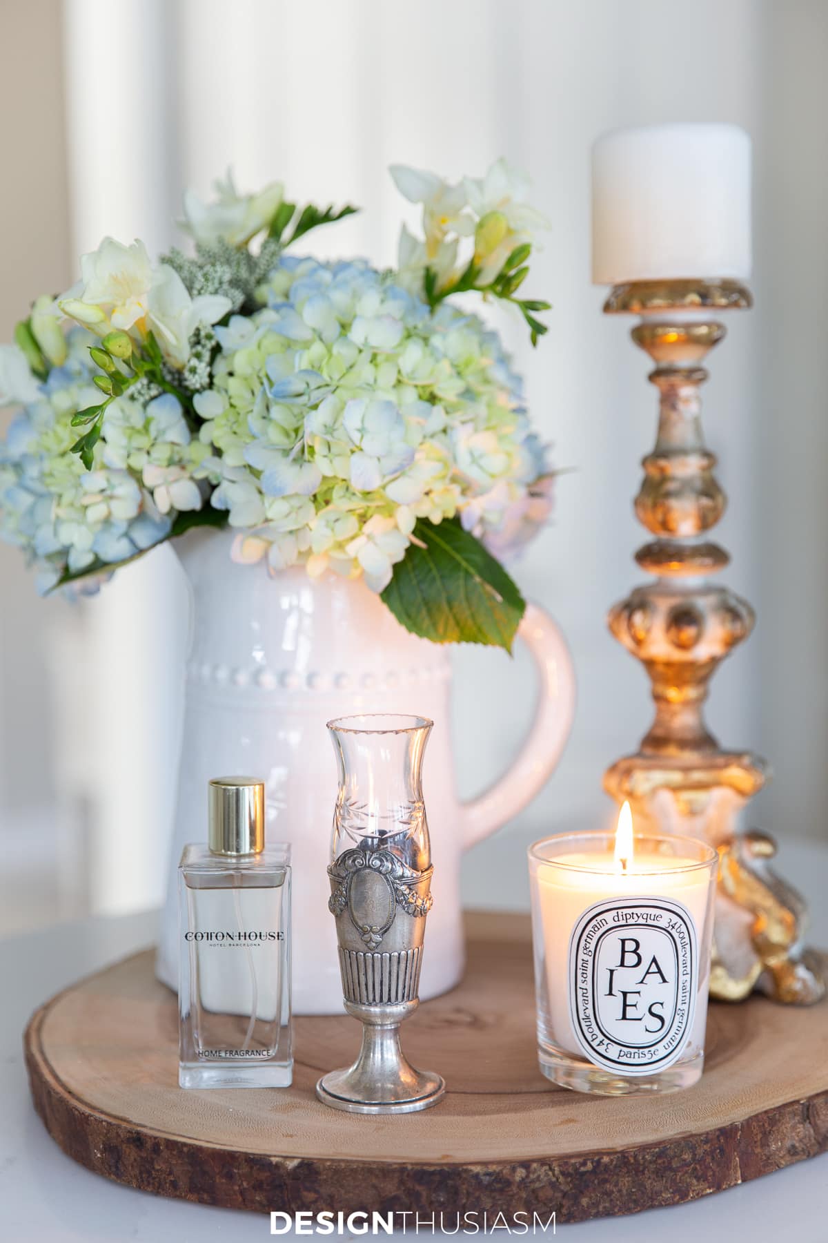 french spring decor floral vignette